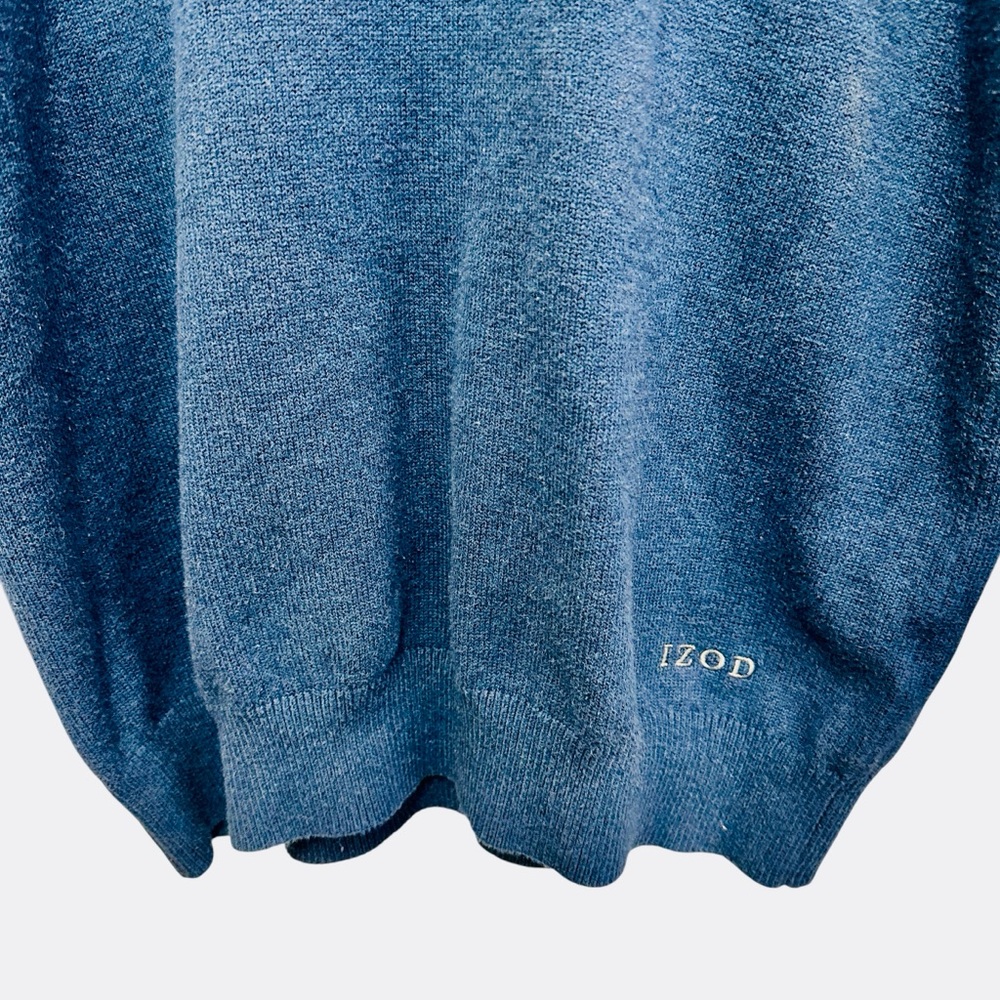 Men’s Izod Golf blue gray snap up collar sweater with elbow patches Size L - Picture 4 of 11